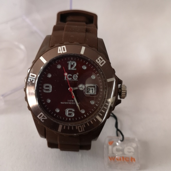 New in Box Ice Watch Belgium Brown Weave Quality Rubber Band Brown Cooper Face - Picture 3 of 7